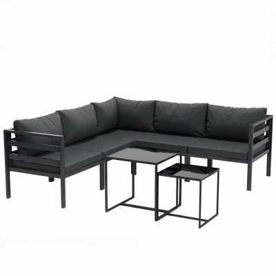 Outsunny Set da Giardino 7 Pezzi con 5 Sedie e 2 Tavolini Grigio