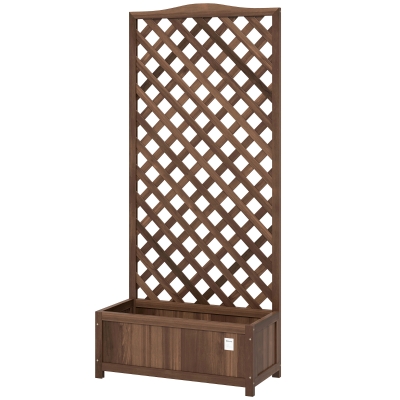 Outsunny Jardinière Treillis Bois Sapin 76x36x170cm Marron Foncé