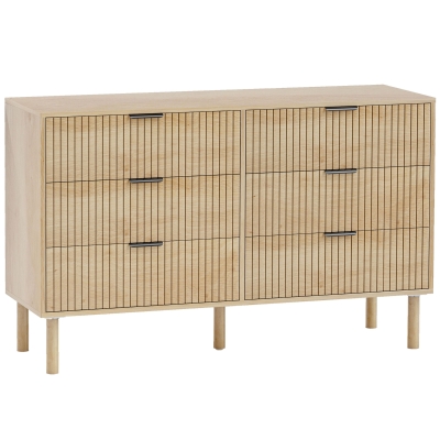 HOMCOM Cajonera 6 Cajones en Madera para Dormitorio y Recibidor Estilo Nórdico, 120x39,5x75 cm, Roble