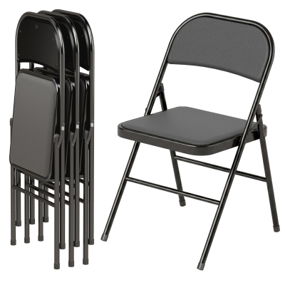 HOMCOM Lot de 4 chaises pliantes chaises de salle à manger portables cadre en acier 45 x 46 x 78 cm noir