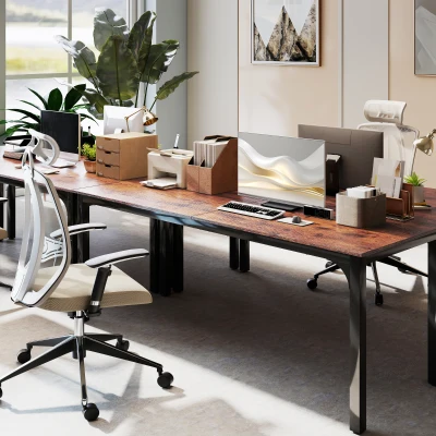 HOMCOM Scrivania 200cm x 60cm x 75cm Marrone rustico