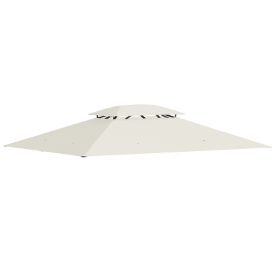 Outsunny Techo de Repuesto 4x3 m para Cenador de Jardín 2 Niveles Transpirable con 8 Orificios de Drenaje Cubierta Superior de Reemplazo para Pabellón Gazebo Exterior Beige