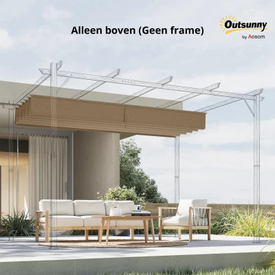 Outsunny Vervangingsdak voor 3 x 3 m pergola, intrekbaar, met regenafvoergaten, weerbestendig, Polyester, bruin