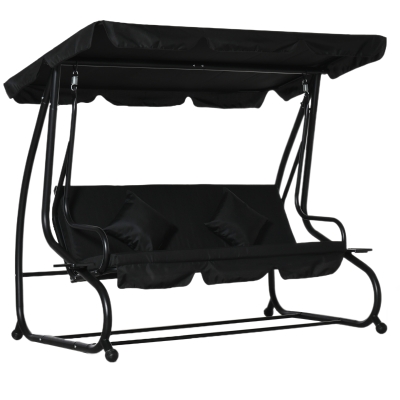 Outsunny 3-Seater Swing Chair Water-Resistant Fabric Black