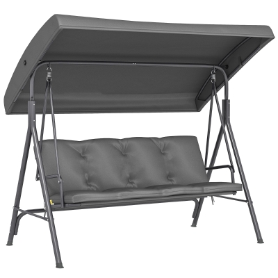 Outsunny 3-Seater Swing Chair Steel Frame Dark Grey