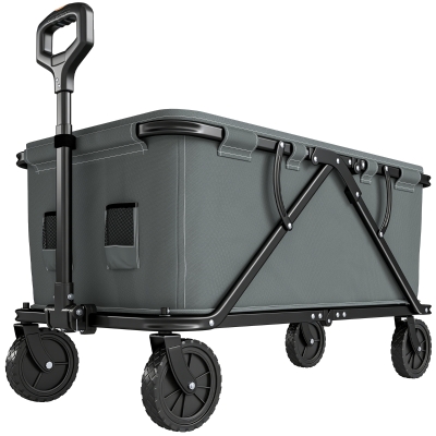 Outsunny Gartenwagen 120 kg belastbar, klappbar Transportwagen mit herausnehmbare Plane 160 Liter Dunkelgrau