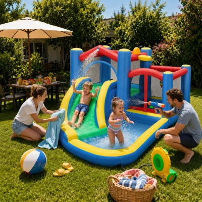 AIYAPLAY Inflatable Bouncy Castle with Slide and Blower