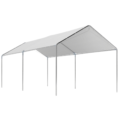 Outsunny Tenda de garagem 3x6 m Impermeável com Toldo de Tecido PE e Estrutura de Aço Galvanizado Branco