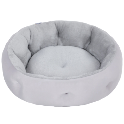 PawHut Lit Rond Réversible Chat Chien Intérieur Gris Clair