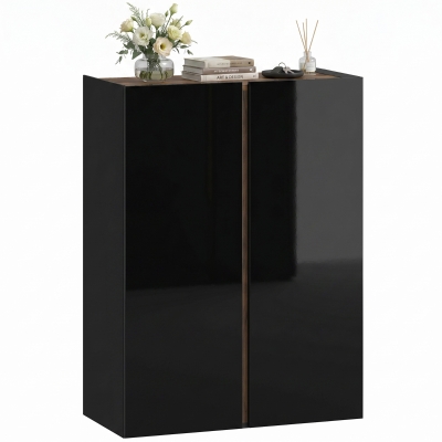 HOMCOM Armoire à Chaussures 6 Niveaux Noir Laqué Sécurisée