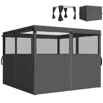 Outsunny Gazebo Curtains 4 Pack, 3x3m, Dark Grey