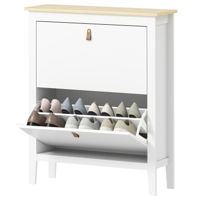HOMCOM Armoire à Chaussures 14 Paires Taille 44 Blanc
