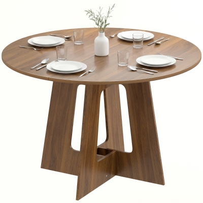 HOMCOM Table Ronde Ø110cm Cuisine Base Croisée Marron 4 Personnes