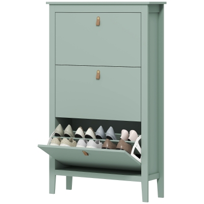 HOMCOM Armoire à Chaussures 14 Paires 3 Tiroirs Vert
