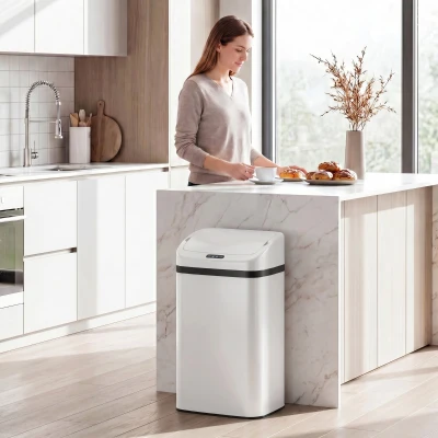 HOMCOM Sensor Bin 48L Stainless Steel White