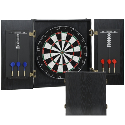 SPORTNOW Cible Sisal Cabinet 6 Fléchettes Acier 100x55cm Noir