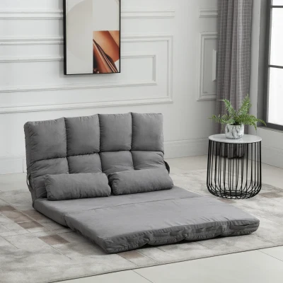 HOMCOM Vloerstoel 2-in-1 vloerstoel bed met rugleuning 7 standen verstelbaar