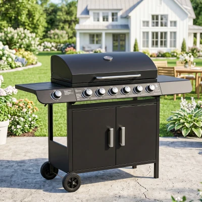 Outsunny Barbecue a gas 135cm x 50cm x 100cm Nero