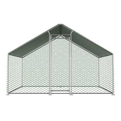 Enclos extérieur pour poulailler avec serrure de sécurité et bâche PE imperméable, Argenté