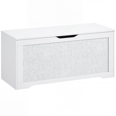 HOMCOM Banc Coffre 136L Rotin Blanc 100x40x45cm Entrée