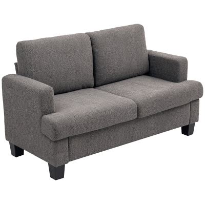 HOMCOM Canapé 2 Places 120cm Tissu Chenille Gris Salon Bureau