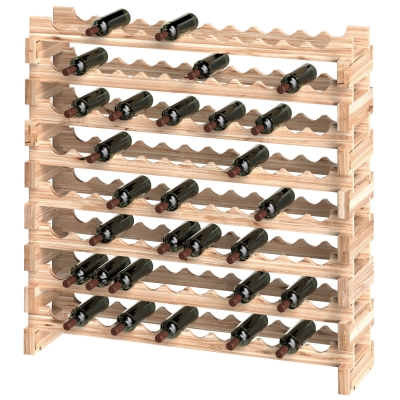 HOMCOM Casier à Vin 96 Bouteilles Bois Naturel Modulable 8 Niveaux