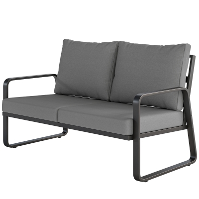 Outsunny Canapé de Jardin 2 Places avec Coussins Épais, Housses Amovibles et Accoudoirs Modernes, 121x69x69cm, Gris Clair