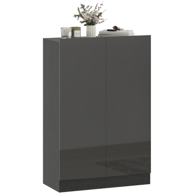 HOMCOM Meuble à Chaussures Noir Brillant 2 Portes 20 Paires