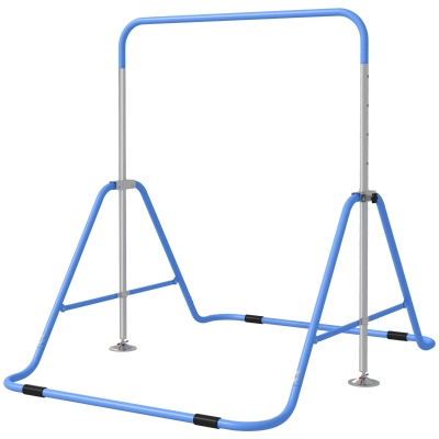 HOMCOM Barre Gymnastique Enfant Réglable Acier Bleu 5 Hauteurs