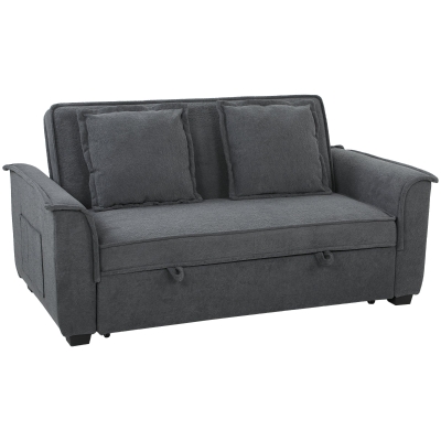 HOMCOM Canapé Convertible 2 Places Chenille Gris Dossier Réglable