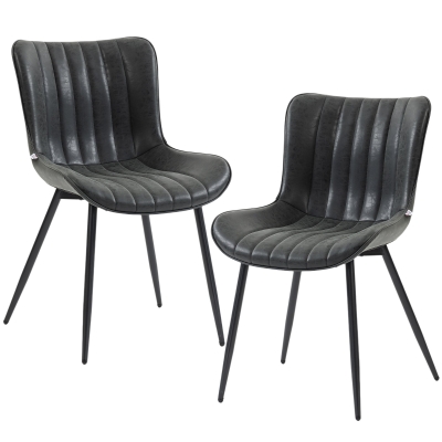 HOMCOM Chaises Modernes Noires Lot de 2 Salle à Manger Capitonnées