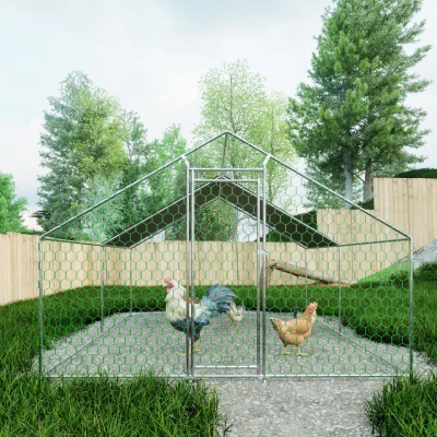 Enclos extérieur pour poules, Argenté