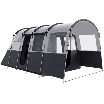 Outsunny 4-Person Waterproof Tunnel Camping Tent Grey