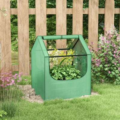 Outsunny Garden Planter Bed with Cover Green/Silver 61x61cm