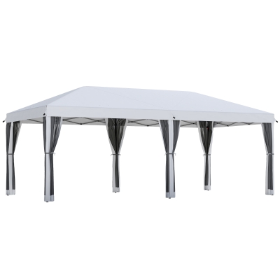 Outsunny Gazebo da Giardino 6x3 m Pieghevole con Zanzariera Crema