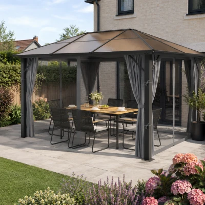 Outsunny Aluminium Gazebo Grey 3x3.6m Hardtop Canopy