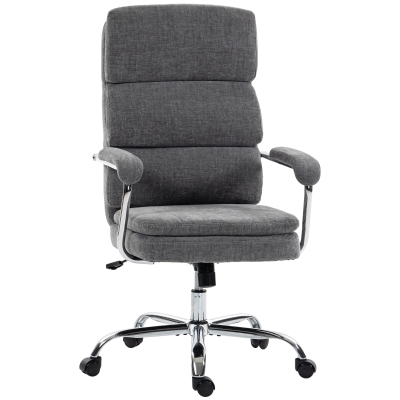 HOMCOM Chaise Bureau Ergonomique Chenille Hauteur Réglable Gris
