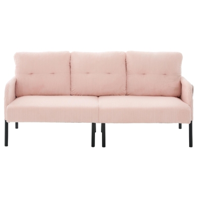 Oversized Two-Seater Corduroy Sofa with Ergonomic Curves, 171L x 72W x 80H cm, Pink
