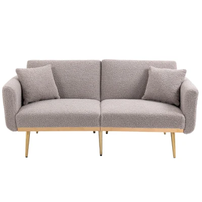 Modern 2-Seater Sofa with 3-Position Adjustable Backrest, 165L x 72.5W x 75H cm, Grey Teddy