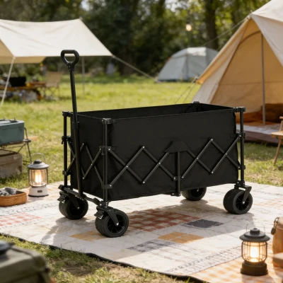 Carrito de playa plegable, 109x53x83 cm, Negro