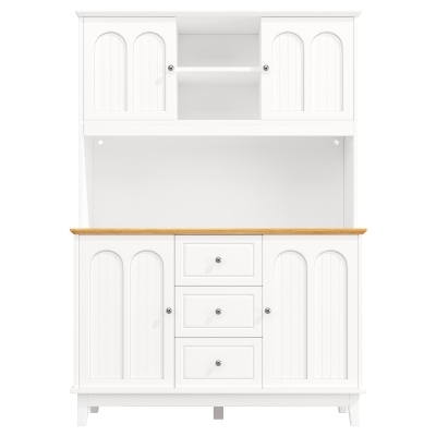 Smart Pantry Cabinet with App-Controlled LED Lights and Solid Pine Legs, 120L x 40W x 180H cm, White