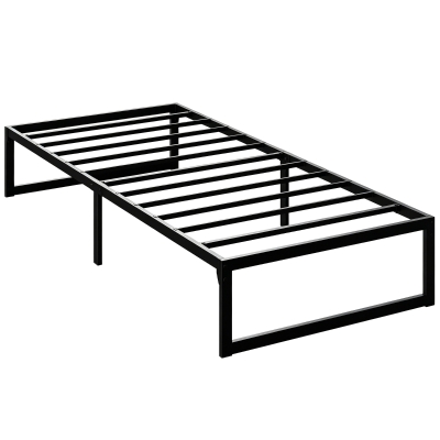 HOMCOM Bettgestell 90 x 200 cm mit Metall-Lattenrost, Einzelbett mit Stauraum unter dem Bett, geräuscharm, einfache Montage, schwarz