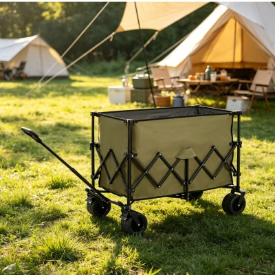 Carrito de playa plegable, 109x53x83 cm, Verde militar
