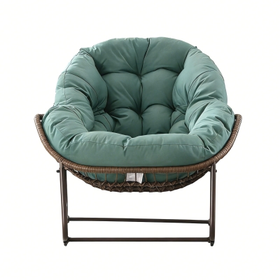 Sillón mecedor tipo huevo con cojín de asiento grueso, Interior & Exterior Sillón Mecedor Cómodo, 111x94,5x80 cm, Verde