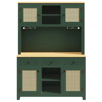 Large Freestanding Storage Cabinet with Adjustable Shelves, 120L x 40W x 180H cm, Antique Green