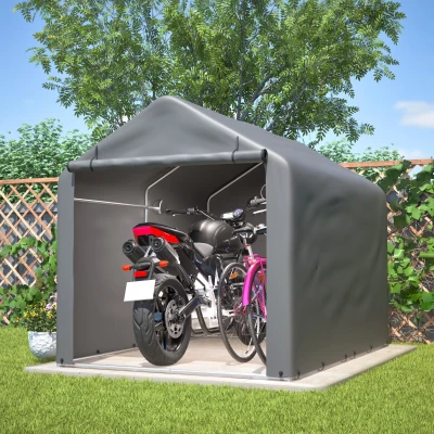 Garaje para bicicletas con lona PE impermeable, cobertizo para herramientas, 160x220x165 cm, Gris