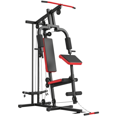 SPORTNOW Station Musculation Multifonction Banc Poulie 136x107x205cm