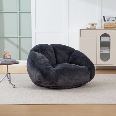 Shell-Shaped Bean Bag Chair with High-Rebound Memory Foam Filling, 100L x 90W x 57H cm, Black