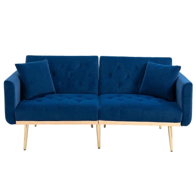 Modern 2-Seater Sofa with 3-Position Adjustable Backrest, 165L x 72.5W x 75H cm, Navy