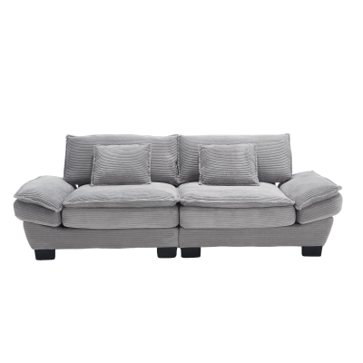 Oversized Two-Seater Sofa with Modern Deep-Seated Modular Design, 224L x 81W x 81H cm, Light Gray